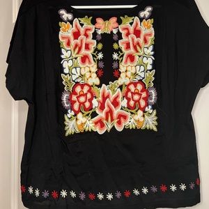 Black emroidered top from Anthropologie